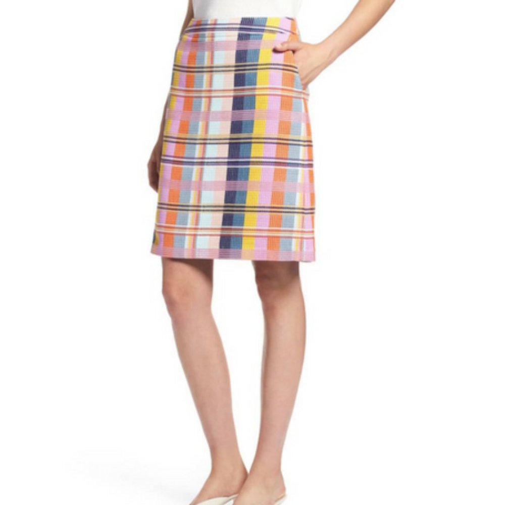 Halogen Multicolor Plaid Pencil Skirt